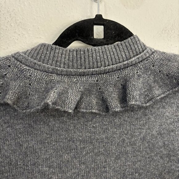 Juicy Couture Cashmere Blend Zipped Ruffled 3/4 Sleeve Cardigan Women Medium - Picture 7 of 14